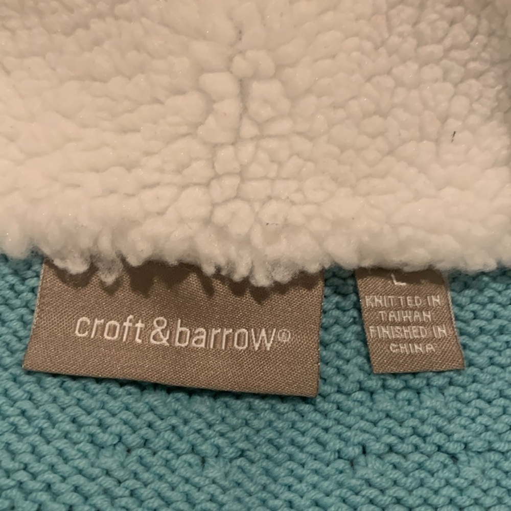 Croft & Barrow Full Zip Turquoise Jacket with Sherpa Collar Size Large - Picture 12 of 15